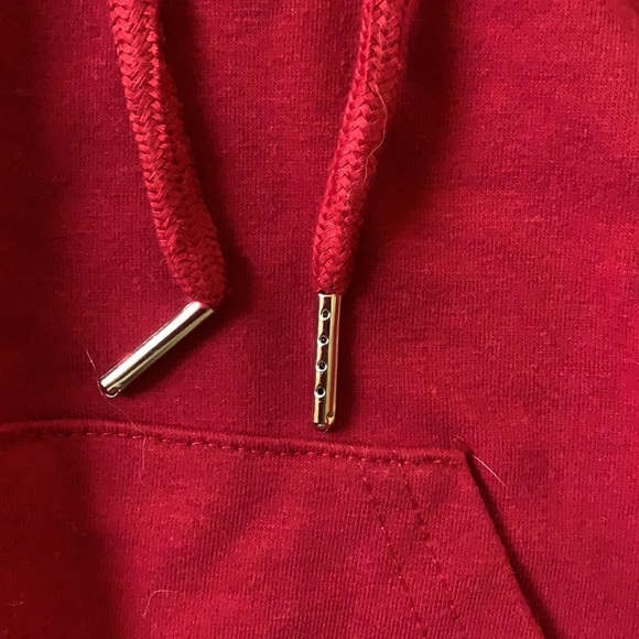 Shein Red Hoodie Sweatshirt with Yellow Rose Embroidery - Picture 4 of 5